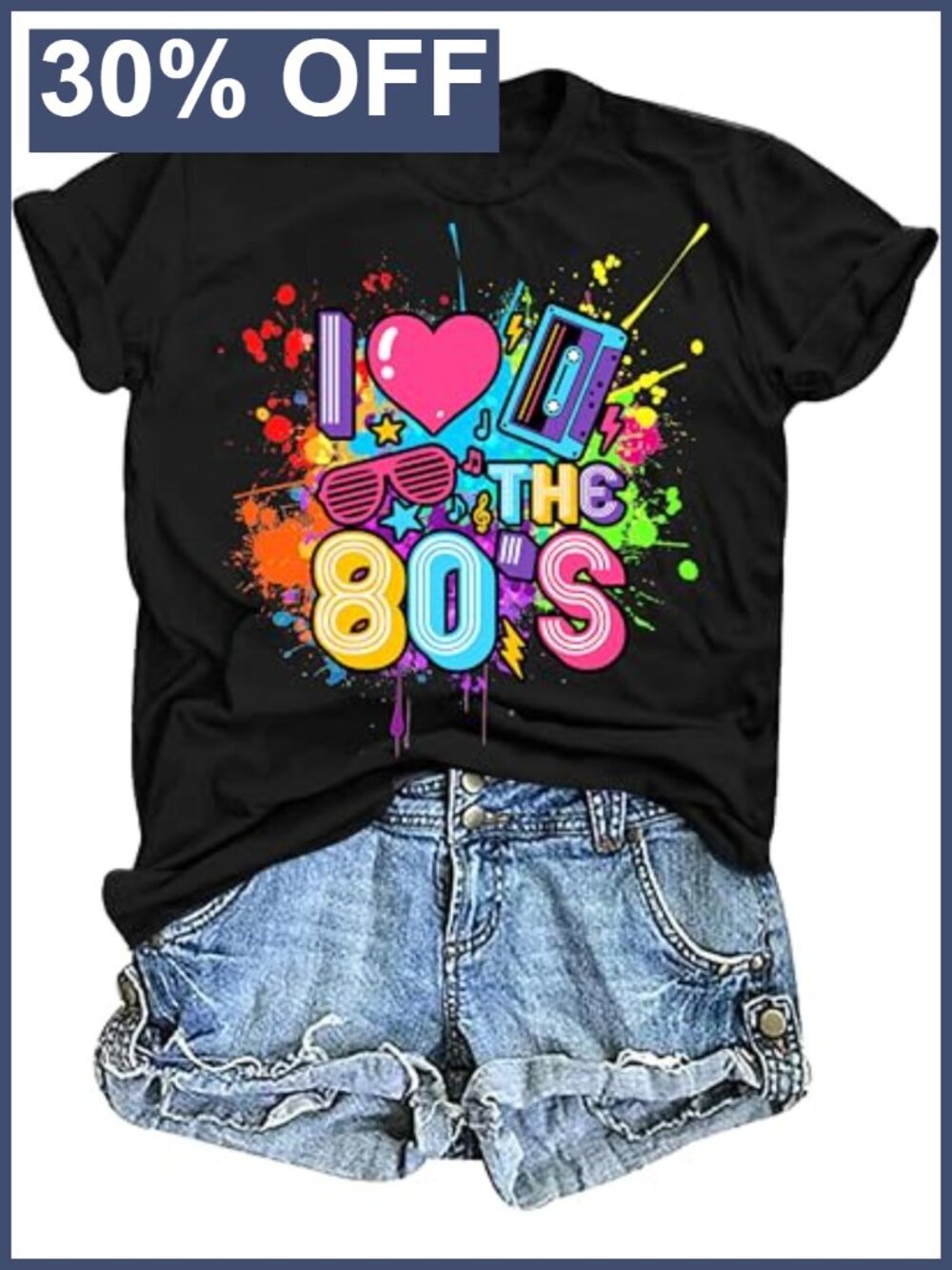 80s Retro T Shirt Women Vintage Neon Graphic Tee